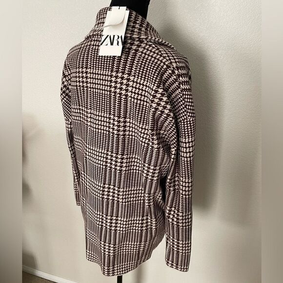 NWT Zara Houndstooth Knit Blazer - Picture 11 of 13